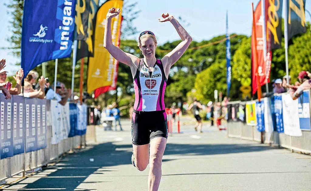 Gillian Backhouse triumphs in this year’s September Kingscliff Triathlon Open Women’s Olympic Triathlon.